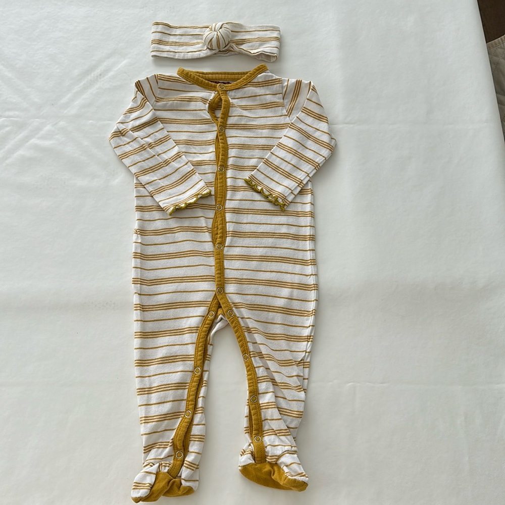 7 For All Mankind -sleep and play, with headband. 6-9 months girl